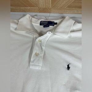 Polo Ralph Lauren Mens Knit Shirt XL White Golf Cotton Casual Blue Pony